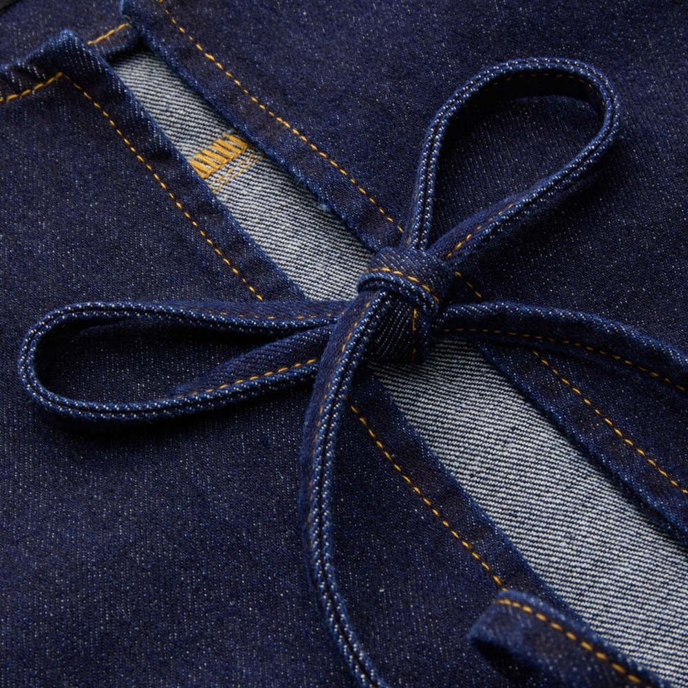 NEW WITHOUT TAGS Cider Dark Denim Blouse with Tie Details Size Small - Picture 3 of 6